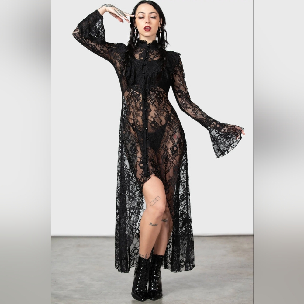 Condolences Maxi Shirt Dress Lace by Killstar